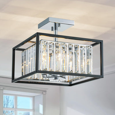 Lámpara techo cristal K9 4 luces 12x12x10 pulg