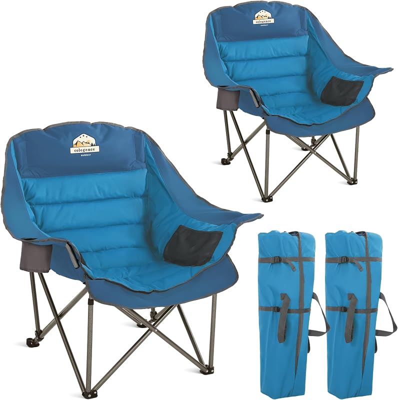 Set 2 sillas camping acolchadas XL plegables 450lb