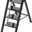 Escalera plegable aluminio 4 peldaños 330lb color negro