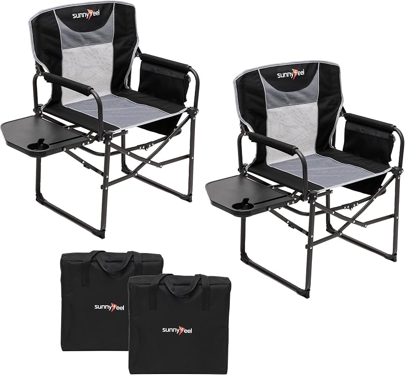 Silla plegable camping gran tamaño con mesa