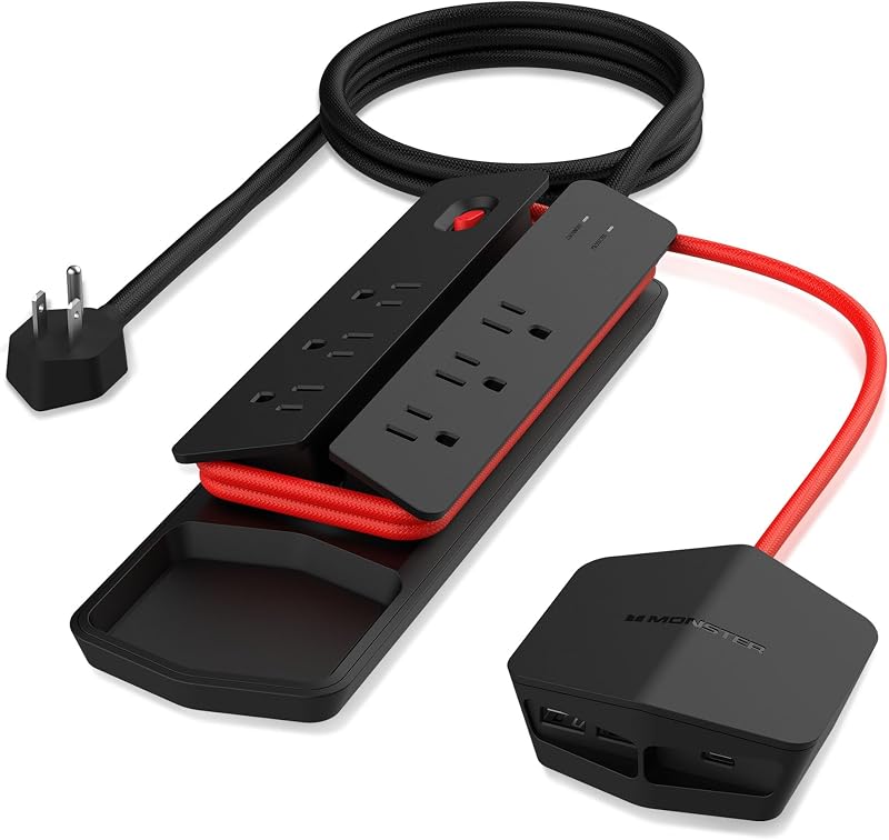 Protector sobretensiones 6 salidas CA 2 USB-A 1 USB-C