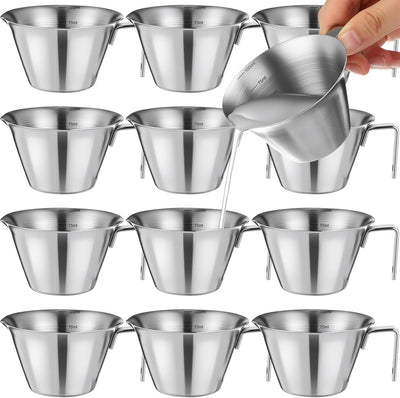 12 Tazas Acero Inox Café 3.4oz con Boquilla y Manija