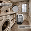 Cesta ropa sucia malla plegable con bolsillo negroblanco