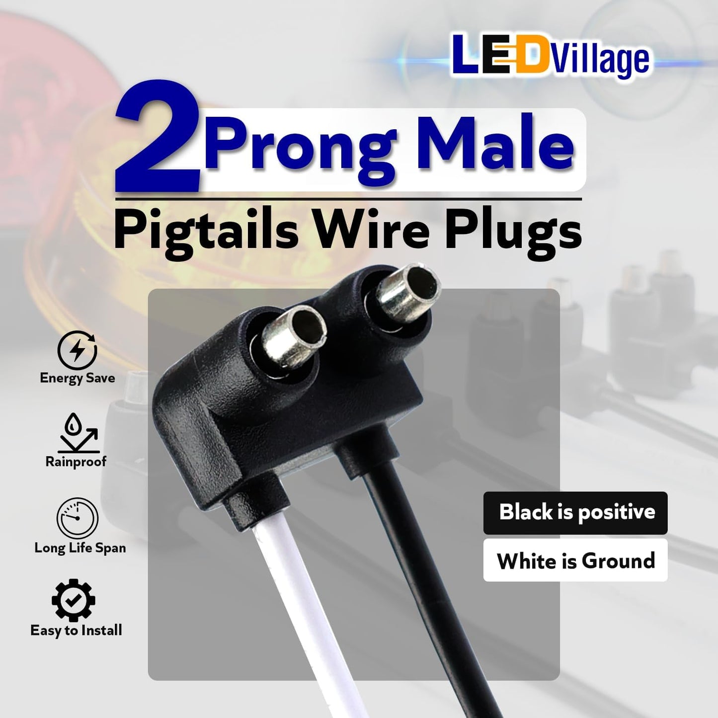 Cable conector macho 2 clavijas luces gálibo 7pulg 10pzas