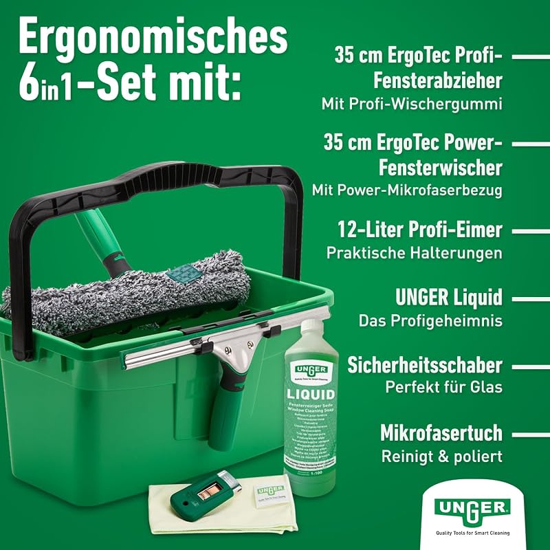 Kit limpieza ventanas PRO 18L 1L paño microfibra