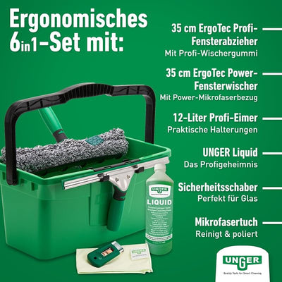 Kit limpieza ventanas PRO 18L 1L paño microfibra