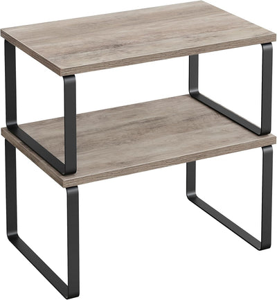 Estante organizador cocina 2 pzas metal madera negro