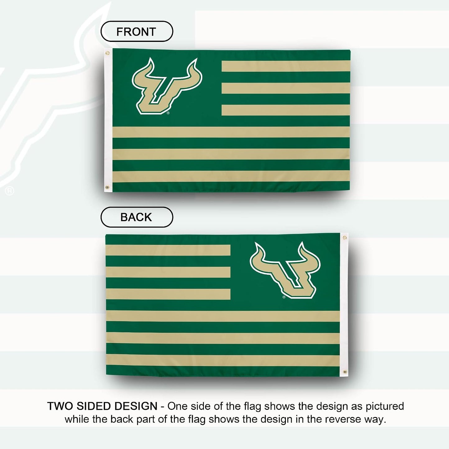Bandera USF toros 3x5ft tela poliéster duradera