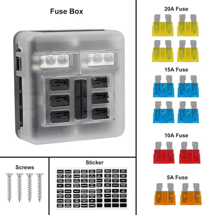 Bloque fusible 6 circuitos 12V/24V para automóvil barco