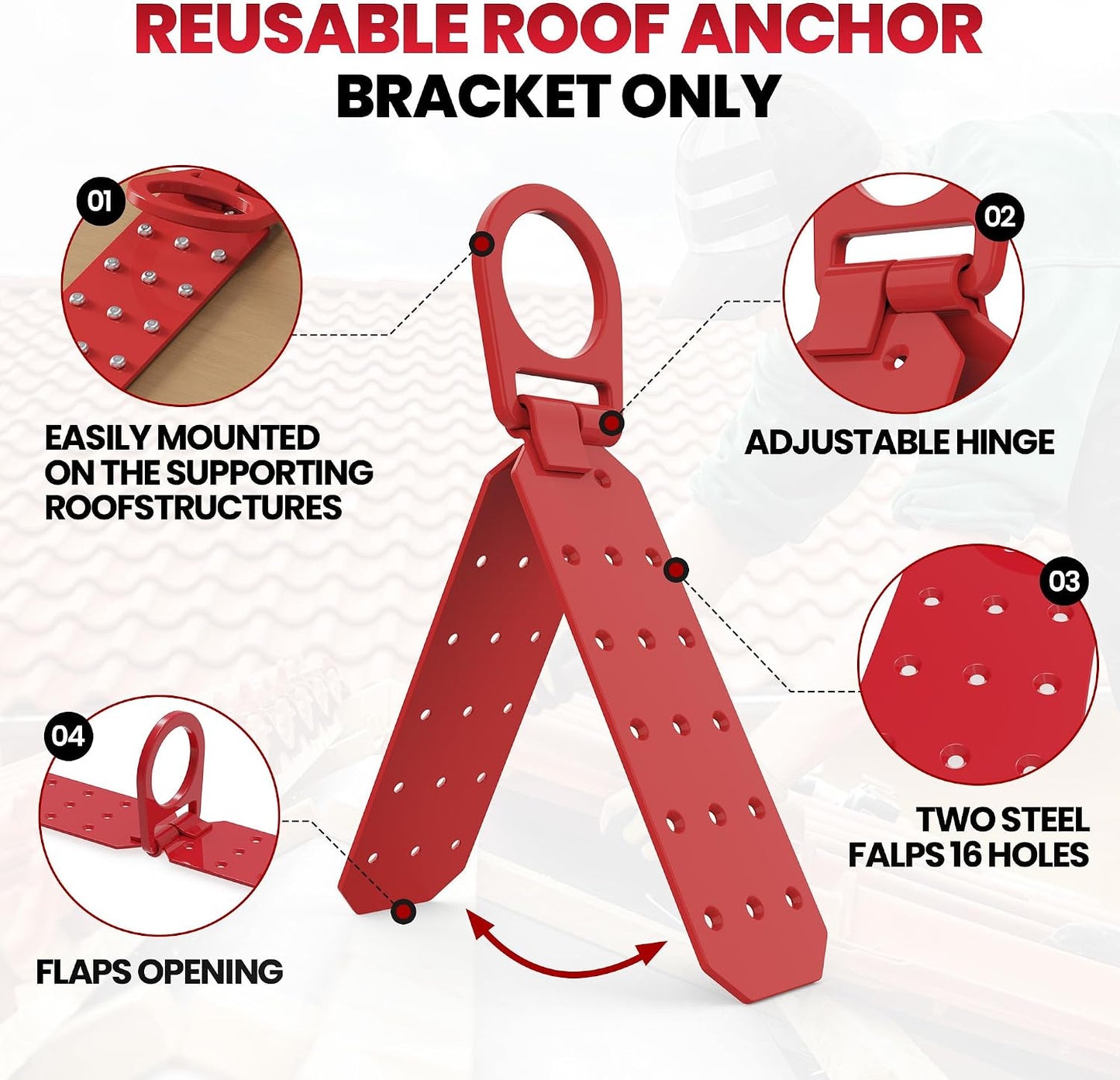 Anclaje techo reutiliz. acero aleado pack 2