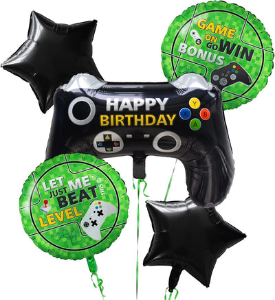 5 Pzas Globos Aluminio Videojuegos Cumpleaños