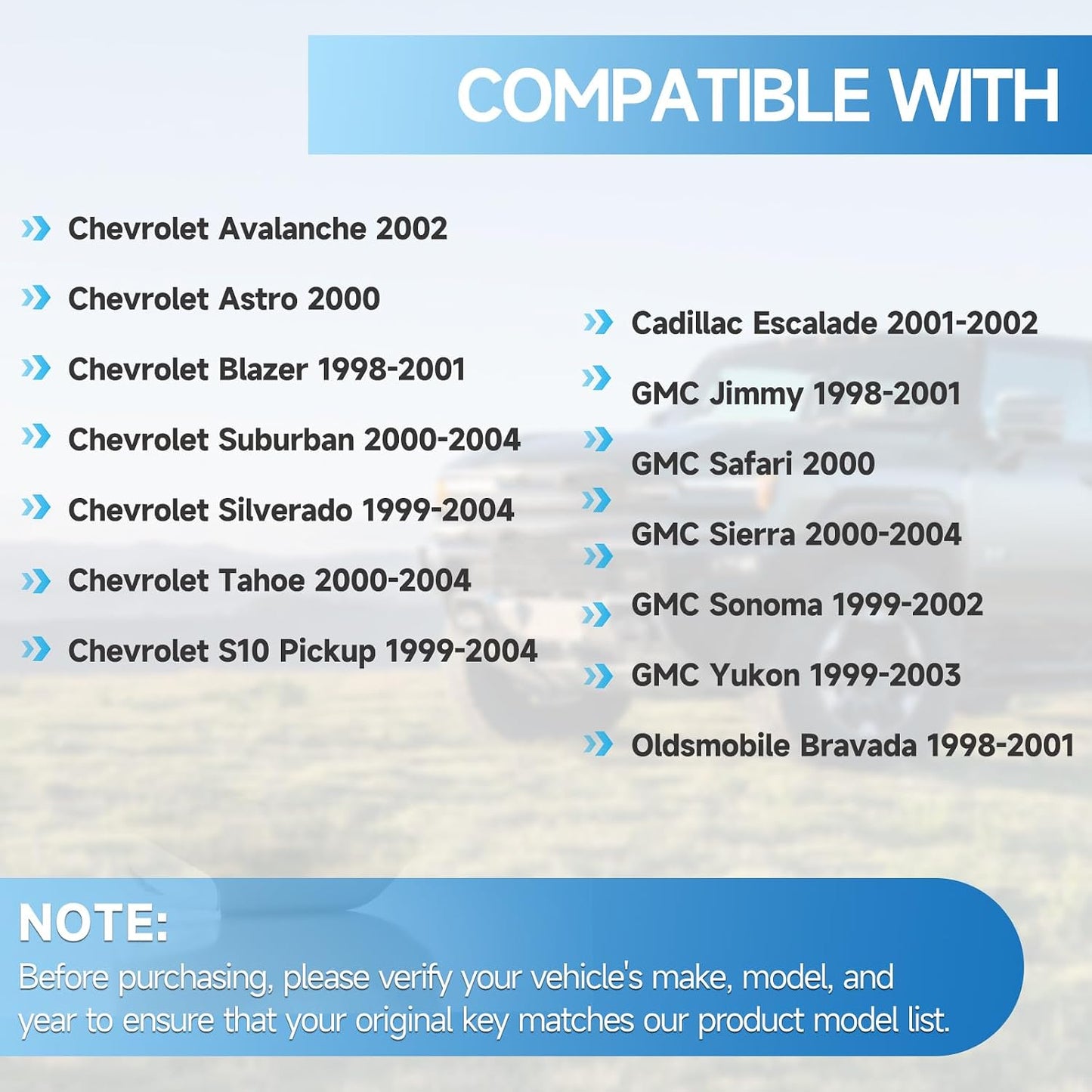 2 Llaveros Repuesto Chevy Suburban Silverado Tahoe 2001-02