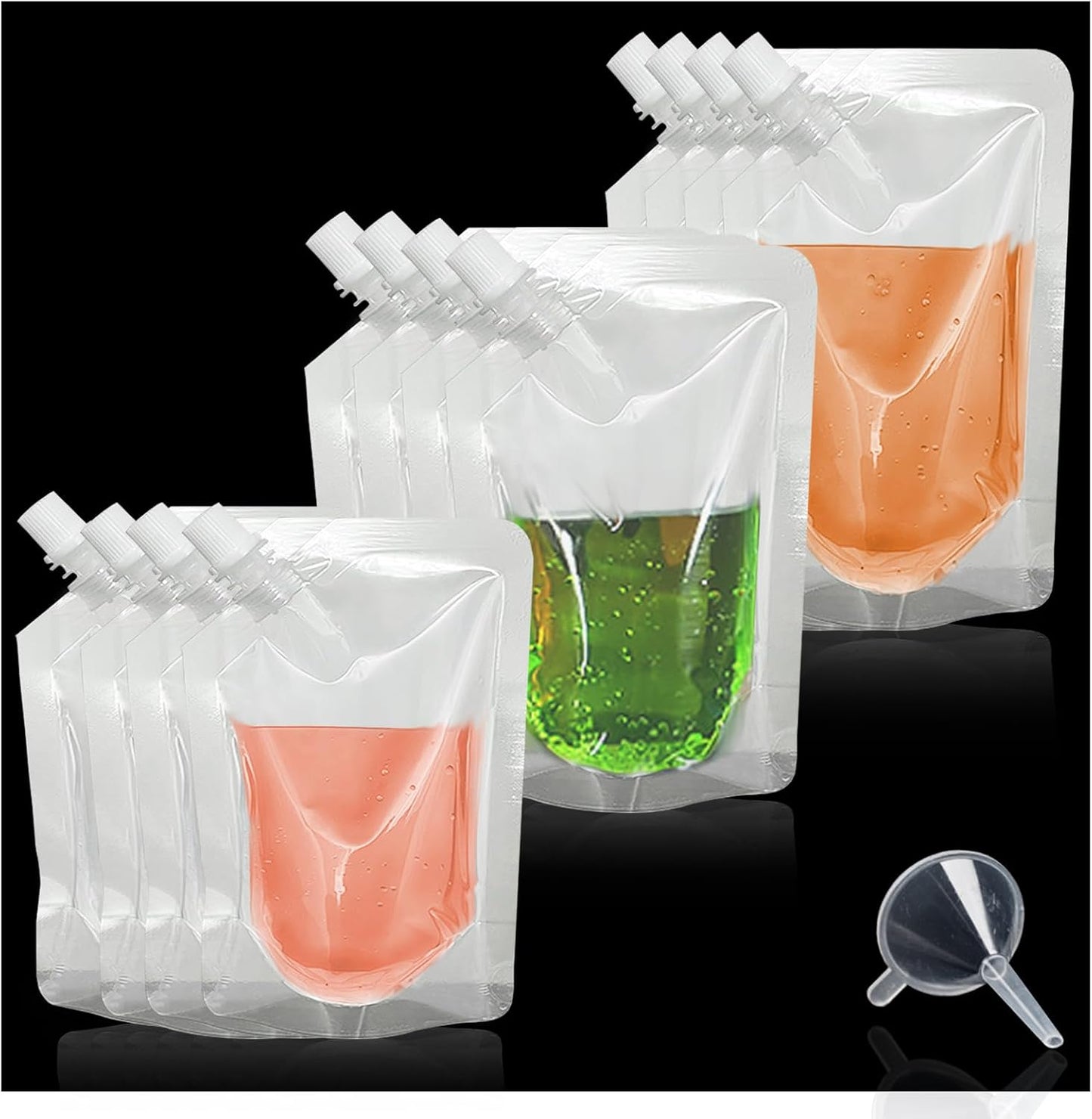 12 Frascos Plástico Alimenticio 8oz Con Embudo Reutilizable