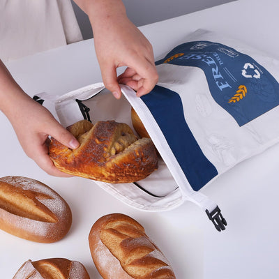 Set 2 bolsas algodón reutilizables para pan casero con cremallera