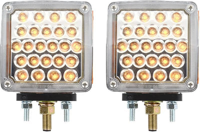Luz LED pedestal doble cara cuadrada ámbar/perla roja