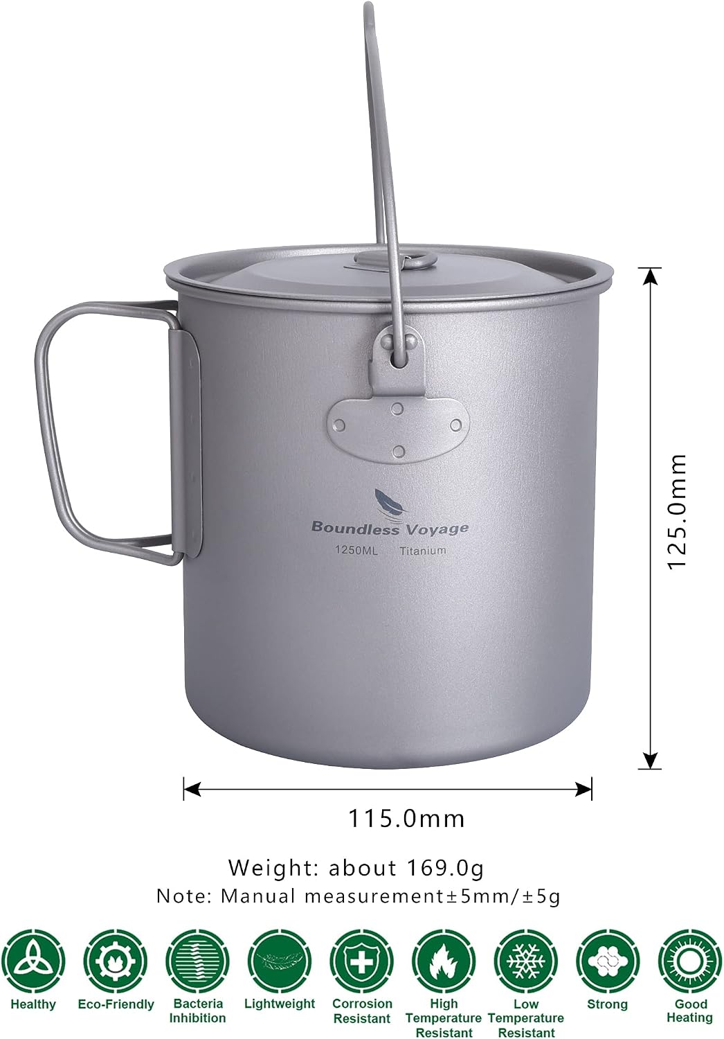 Botella titanio 25.4-98.1oz con tapa plegable camping spork