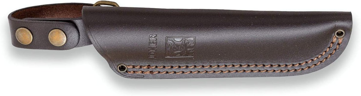 Cuchillo Nessmuk S132 hoja Sandvik 14C28N mango abedul funda cuero