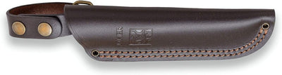 Cuchillo Nessmuk S132 hoja Sandvik 14C28N mango abedul funda cuero