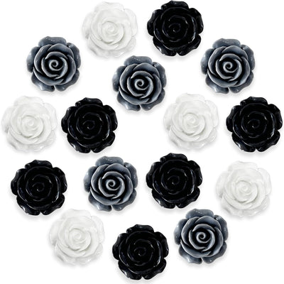 15 Pzas Imanes Flores Rosa y Negro para Refrigeradores