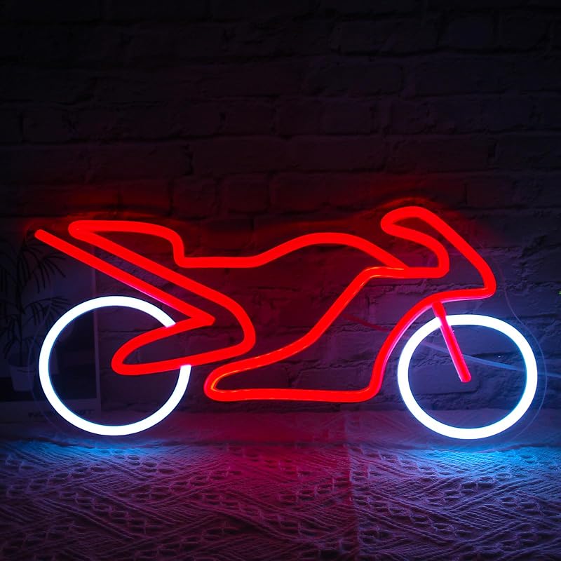 Letrero neón colgante para motociclista garaje dormitorio