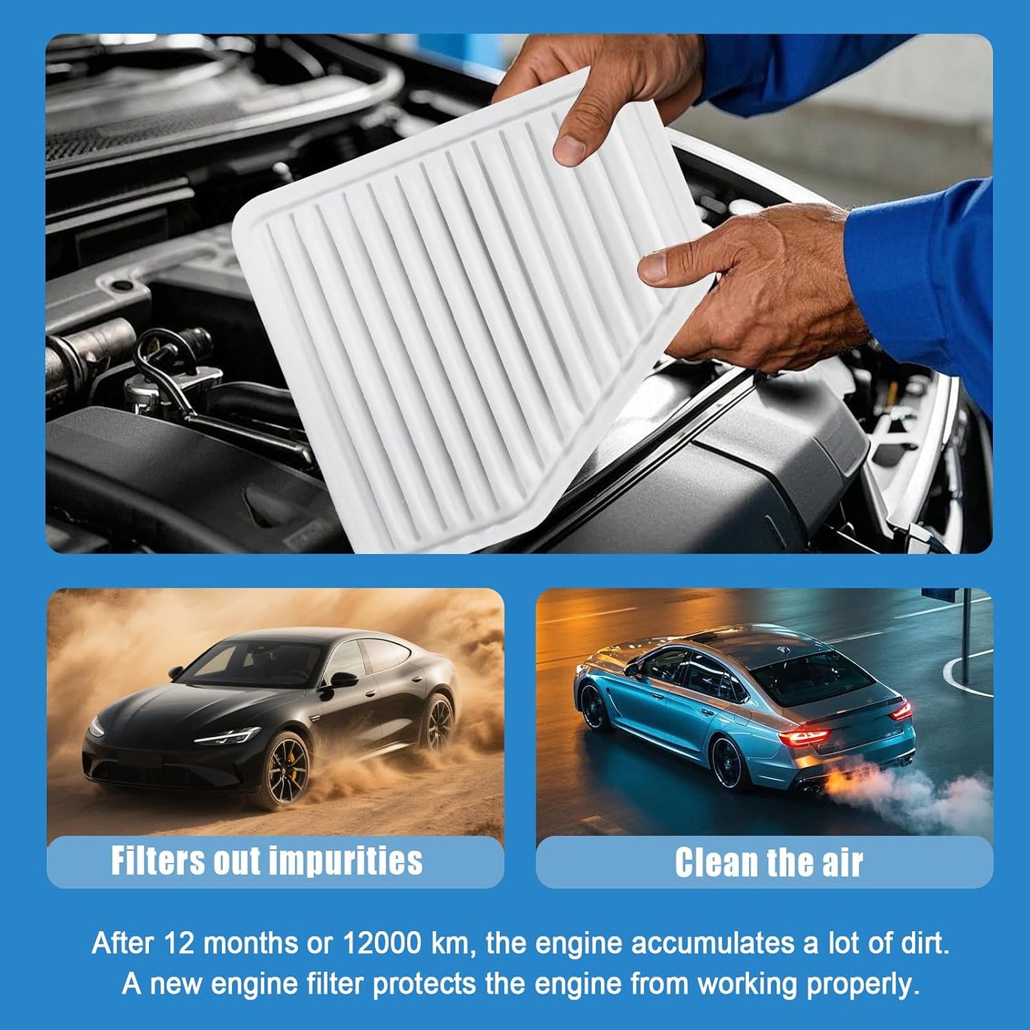 Filtro aire motor comp Toyota Lexus Pontiac Scion 17801AD010