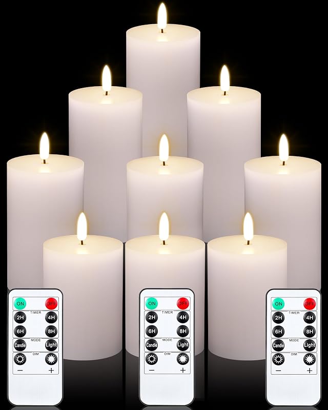 Set 9 Velas LED Sin Llama Blancas con Control Remoto 3"