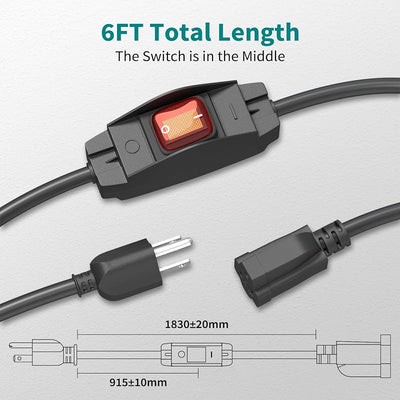 Cable extensión exterior 1875w con interruptor 6ft 2 pack