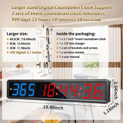 Reloj cuenta regresiva LED 2.1pulg 3 colores 999dias
