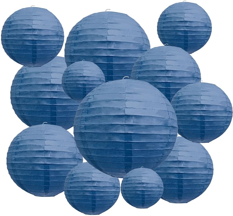 20 Linternas Papel Azul Marino 6-12pulg Colgantes Decoración