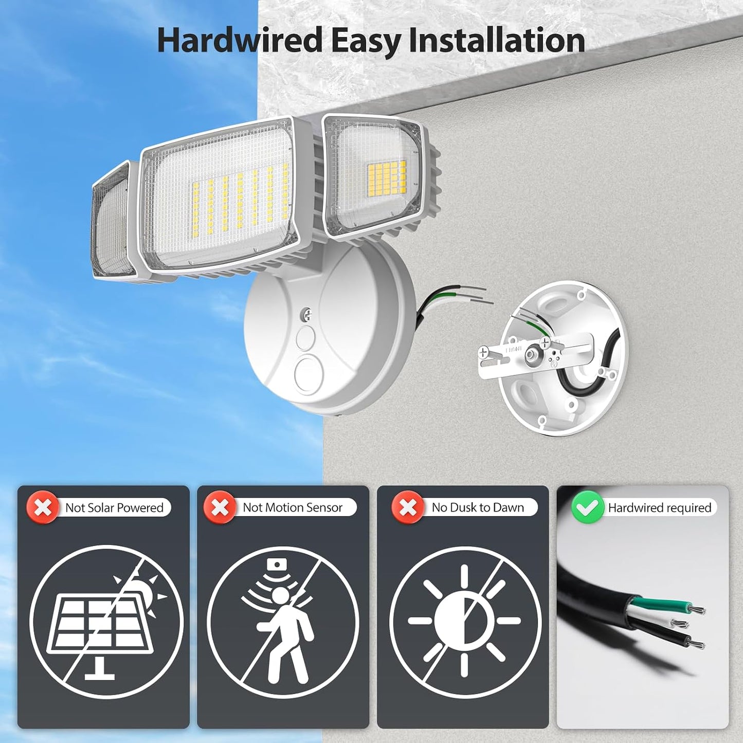 2 Luces Inundación Exterior 80W LED 8000lm IP65