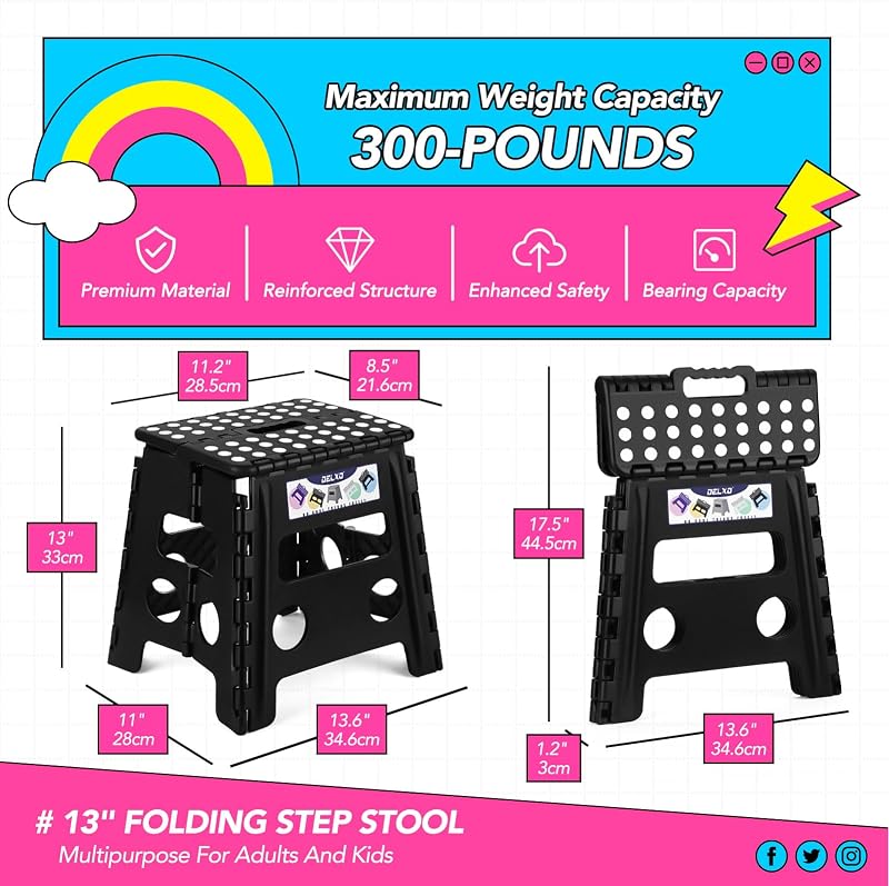 Taburete plegable 13" set 2 300lb para niños y adultos