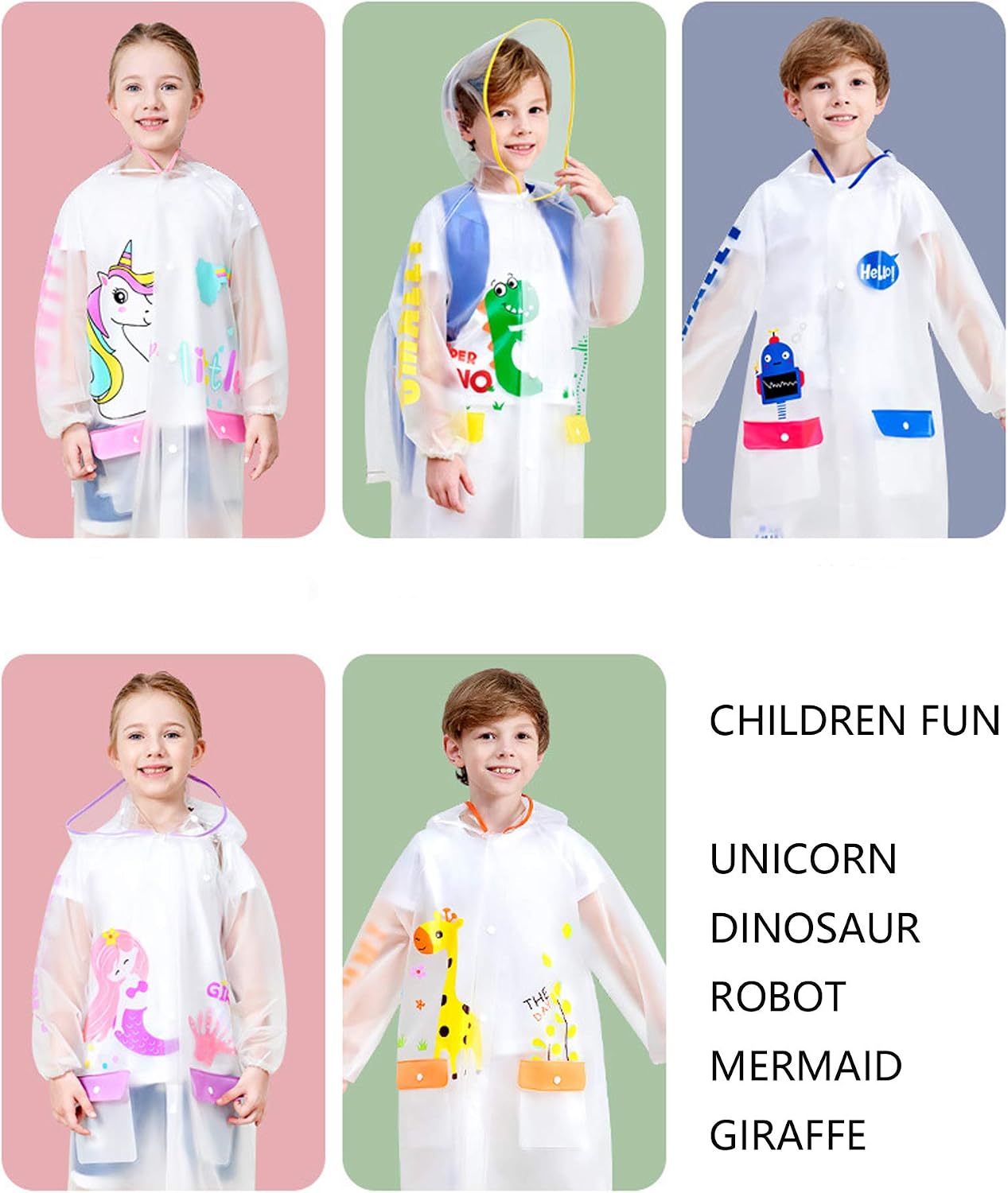Poncho lluvia con capucha para niños impermeable