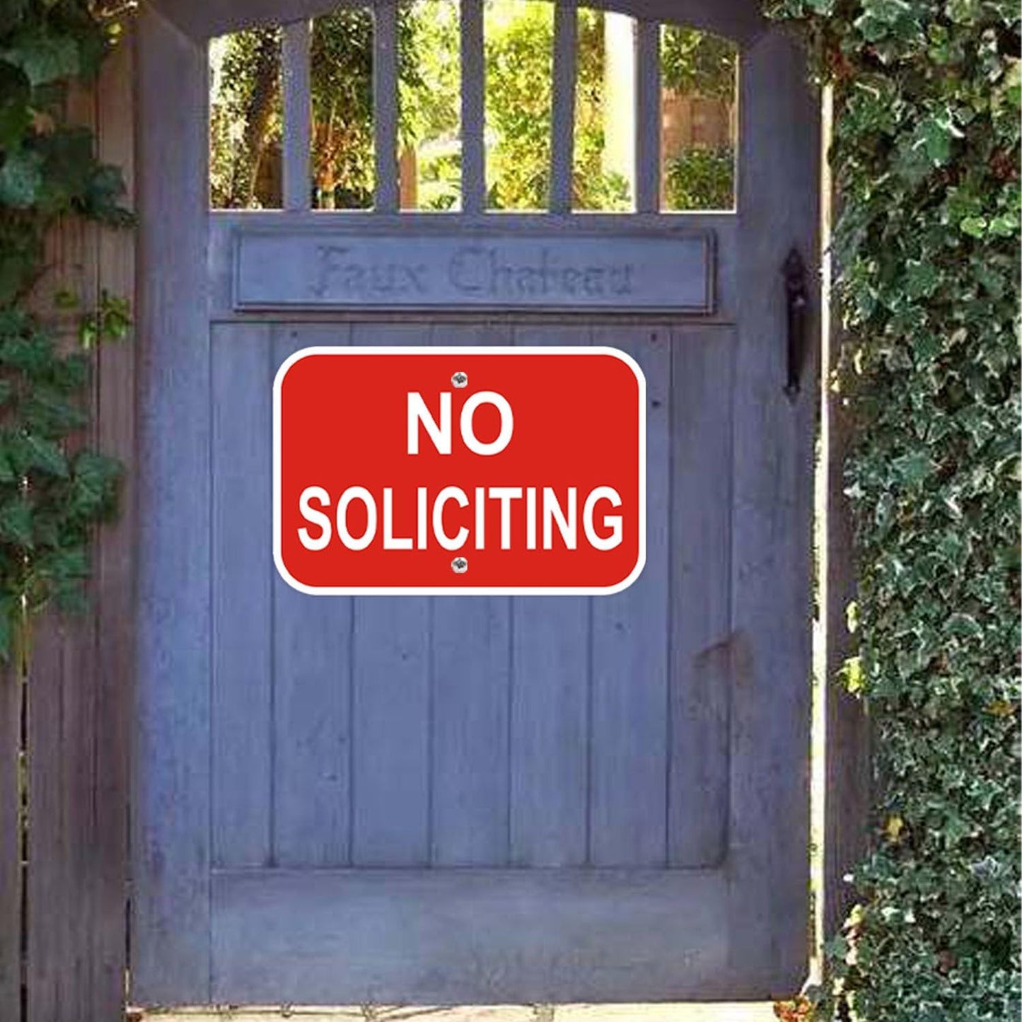 2 Carteles No Solicitar Aluminio 12x8" Rojo Blanco Hogar