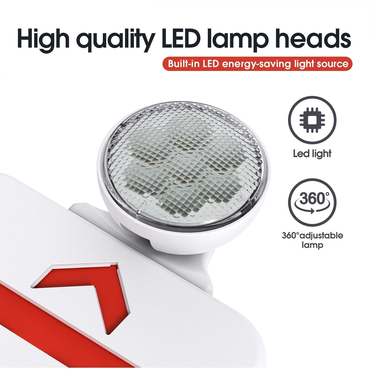 Luz emergencia LED roja doble cara con batería respaldo