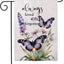 Bandera jardín flores mariposa 12.5x18pulg doble cara