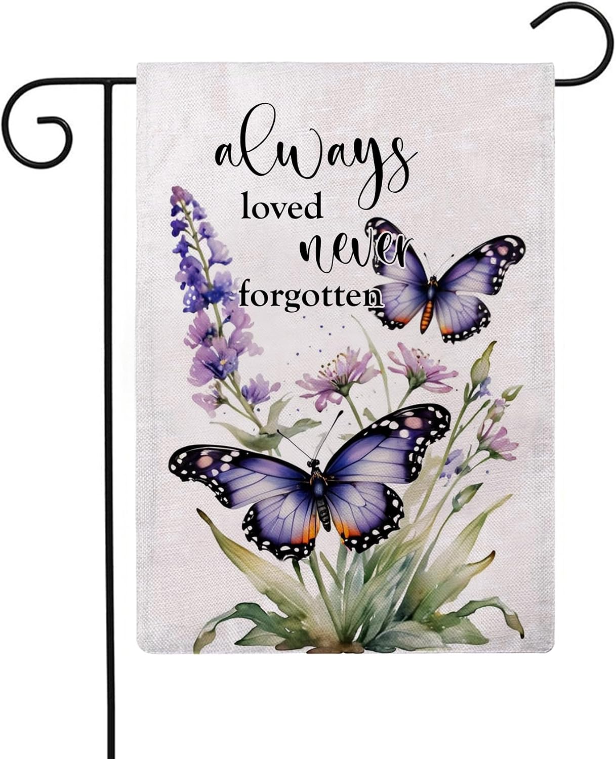 Bandera jardín flores mariposa 12.5x18pulg doble cara