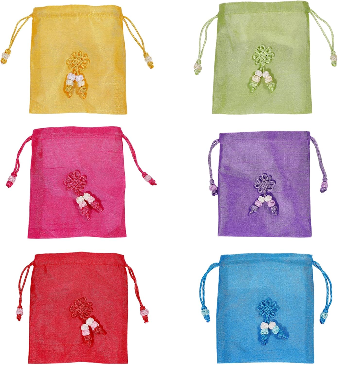 6 Pzas Bolsas Rectangulares Bordadas para Boda Dulces