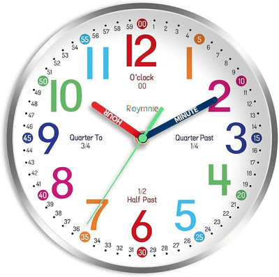 Reloj pared niños silencioso sin tictac colorido