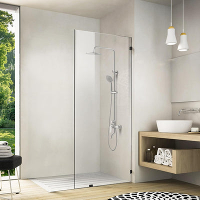 Puerta regadera baño 35x78pulg vidrio templado abrazadera