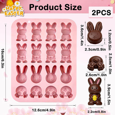 2 Moldes Silicona Conejitos Pascua 32 Cavidades