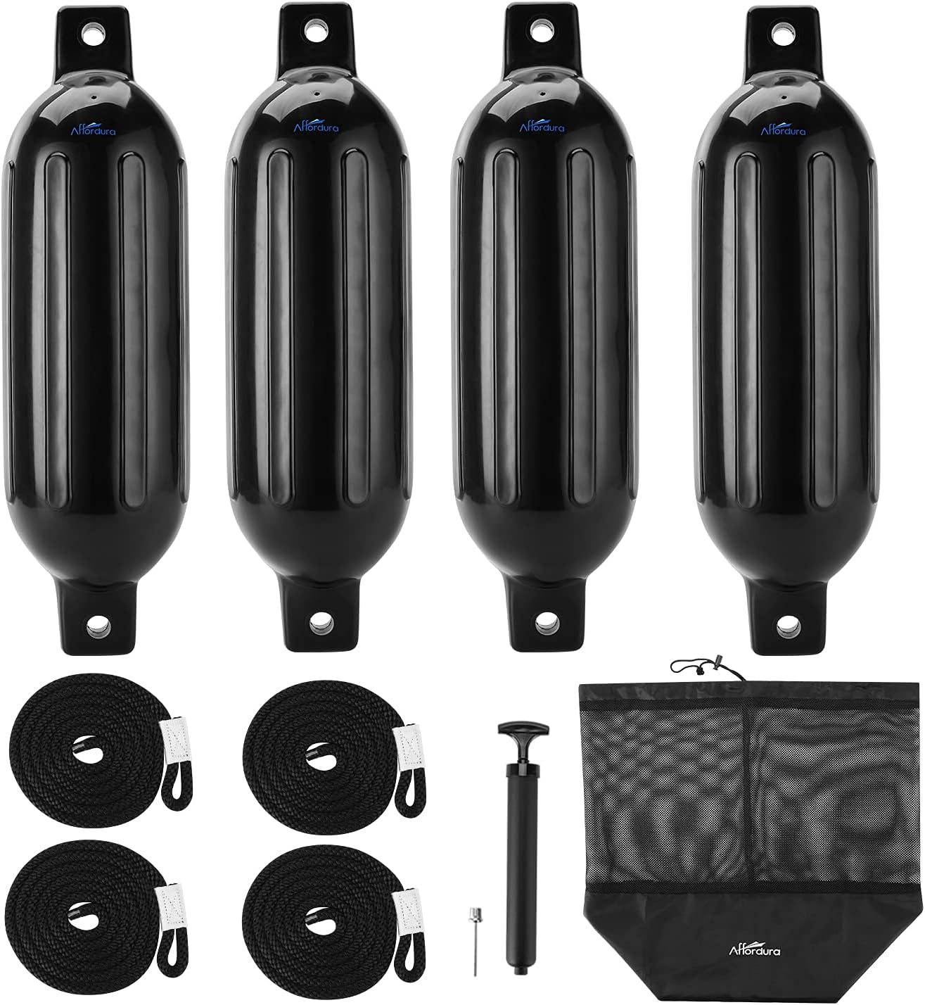 4 Parachoques Barco con 4 Cuerdas para Pontones Inflables