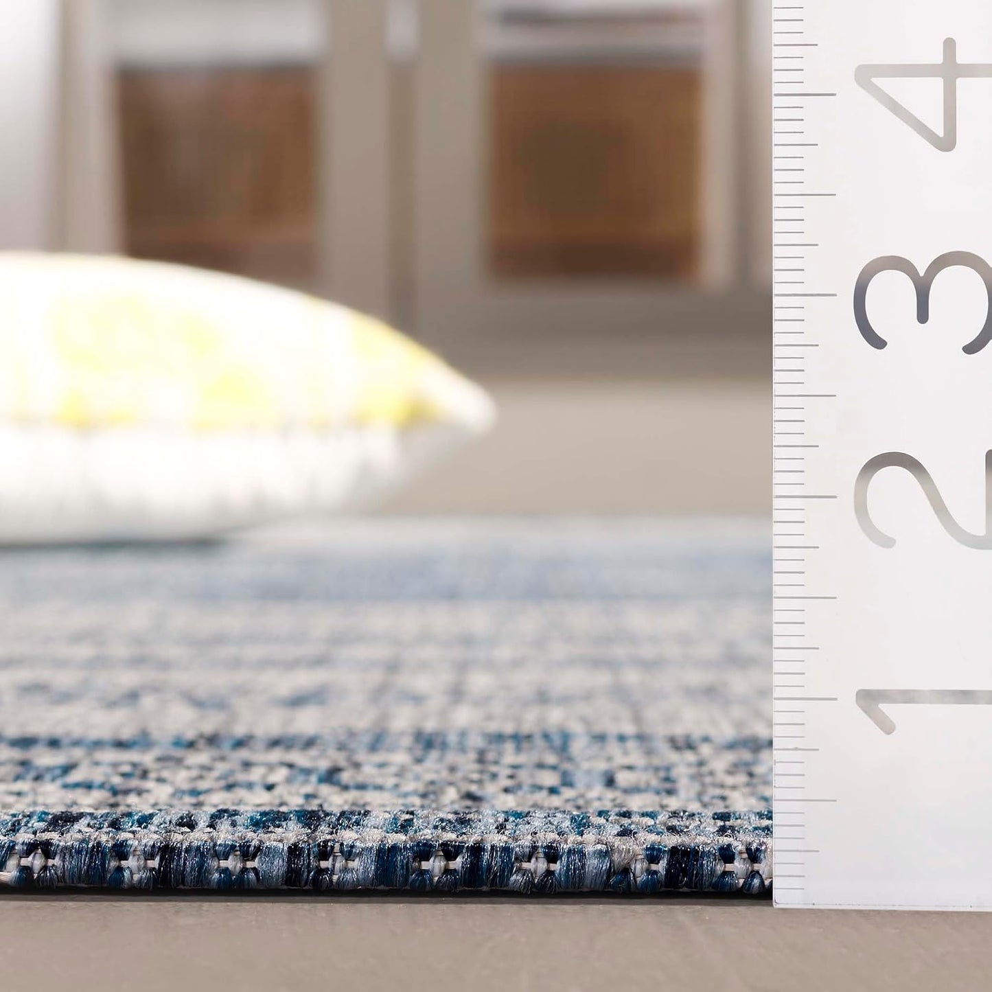 Alfombra lavable exterior 5'3x7'7 azul marino y gris