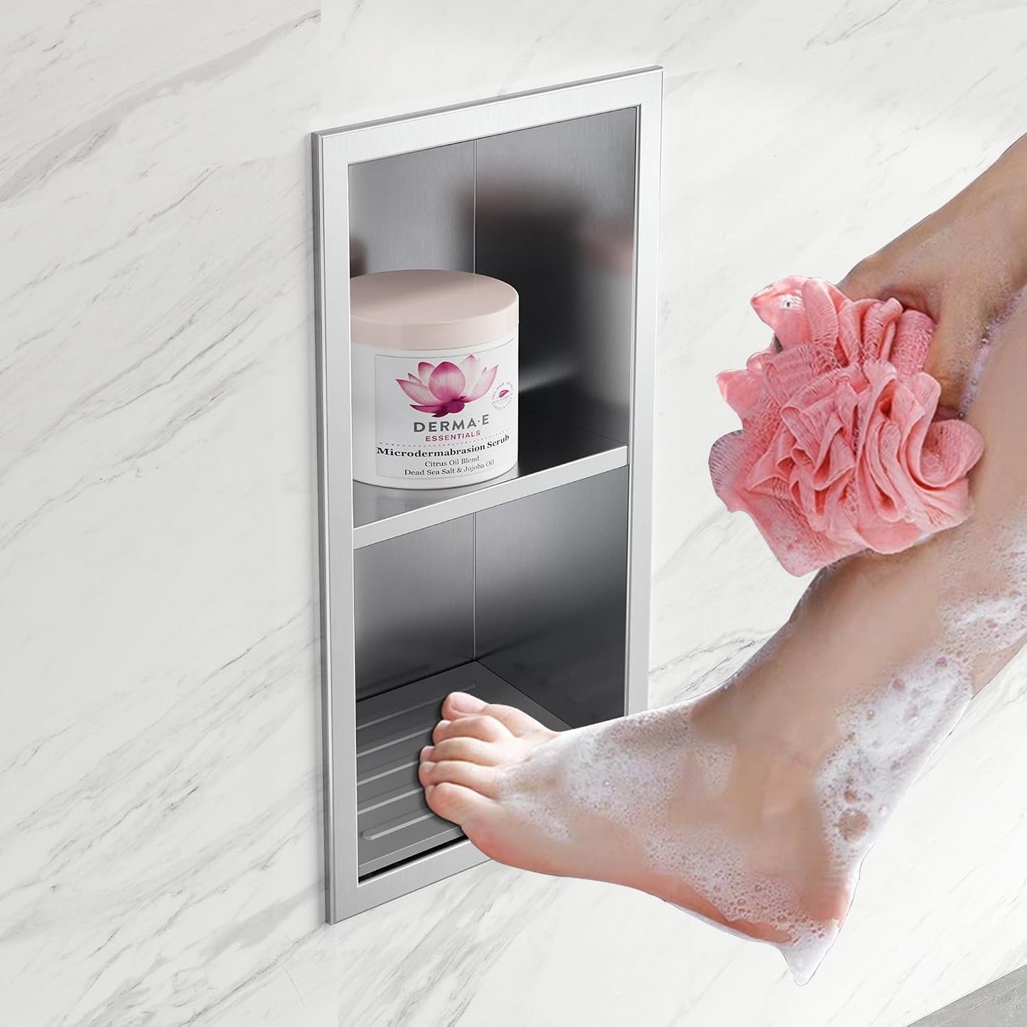 Reposapiés ducha acero inox 304 níquel cepillado