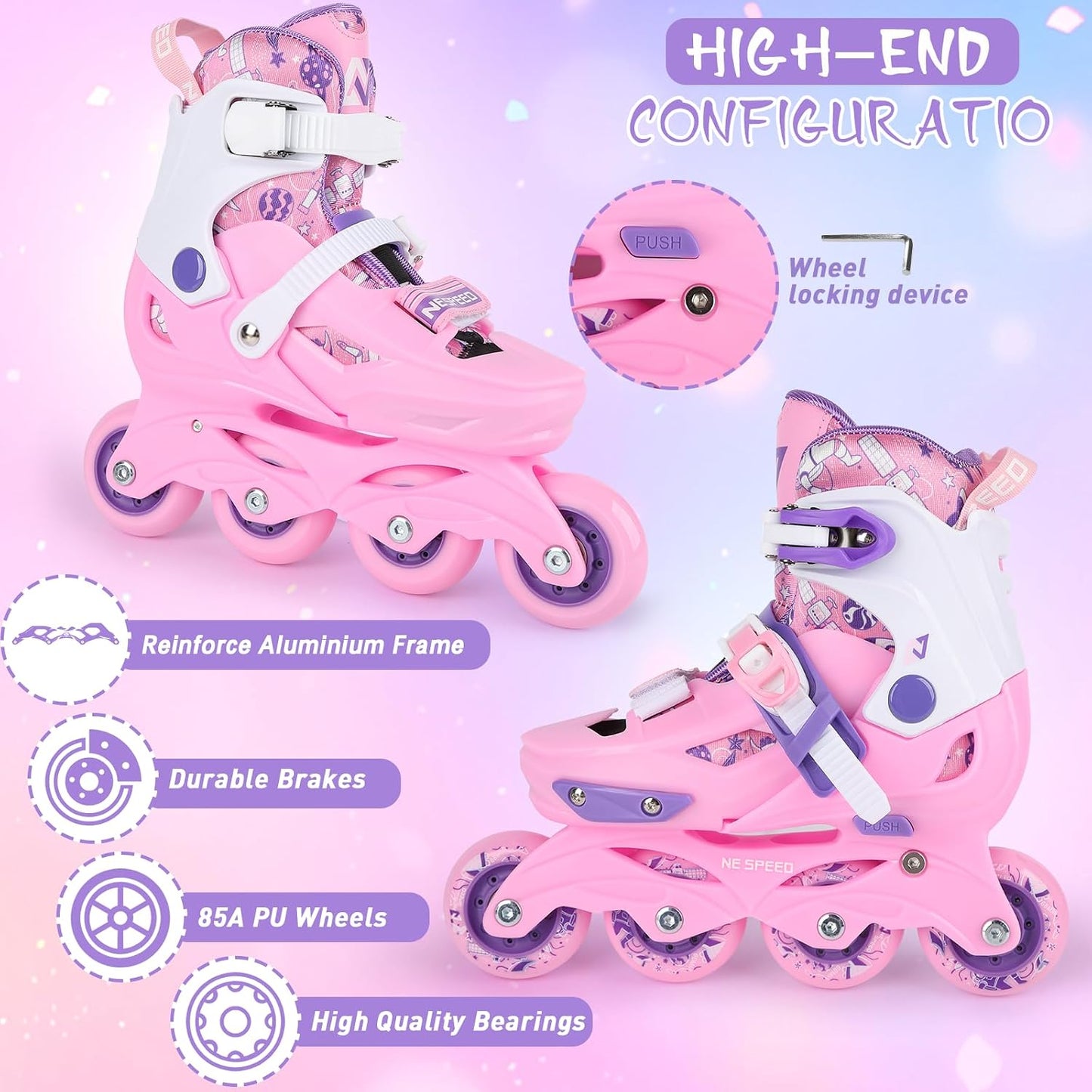Patines Inline Ajustables para Niños con Luces y Protección