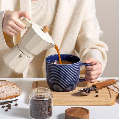 Taza cerámica 32oz con asa para café té helado azul marino