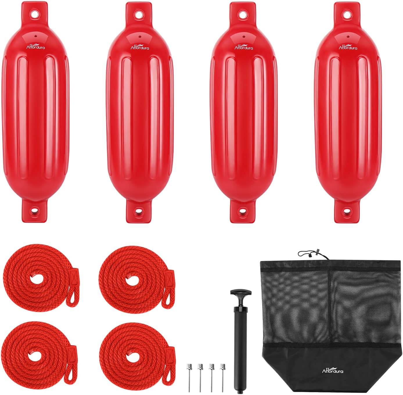 4 Parachoques Barco con 4 Cuerdas para Pontones Inflables