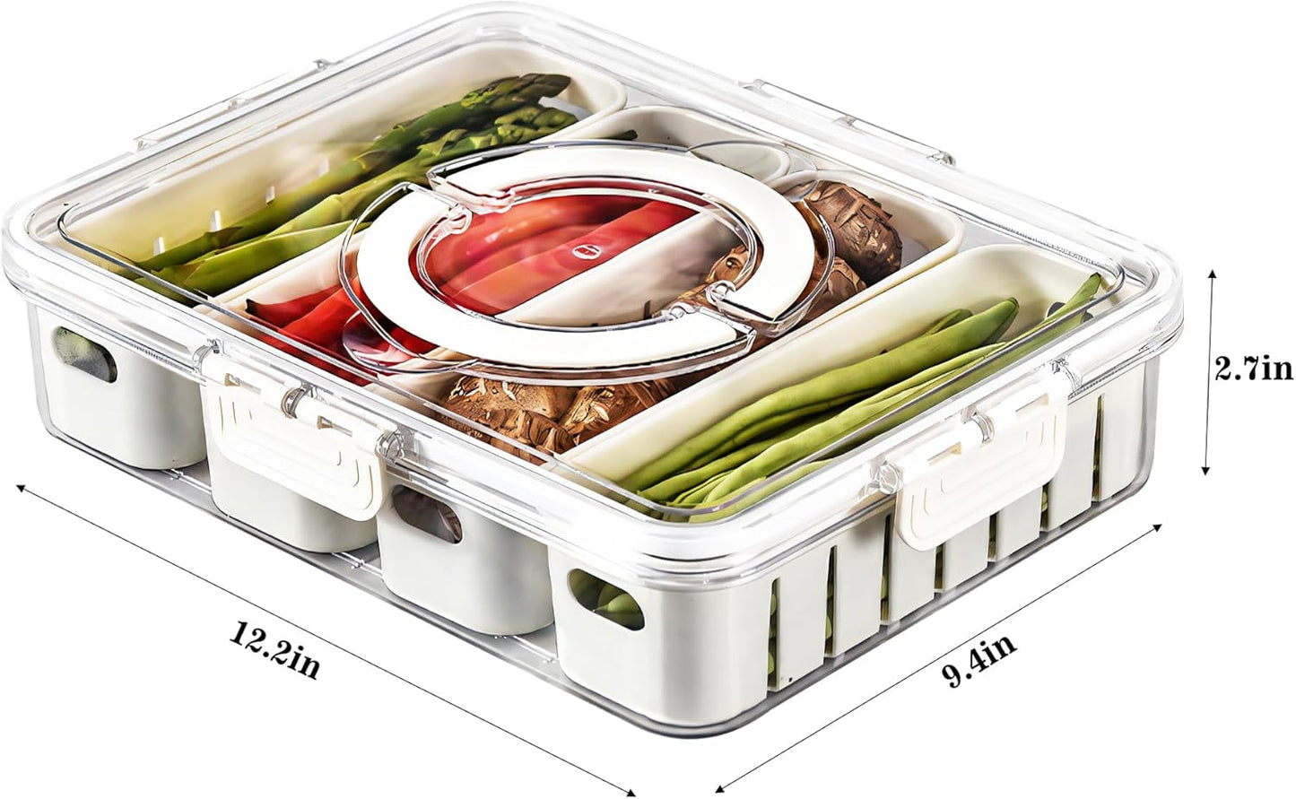 2 Pzas Bandejas Divididas para Verduras con Tapa