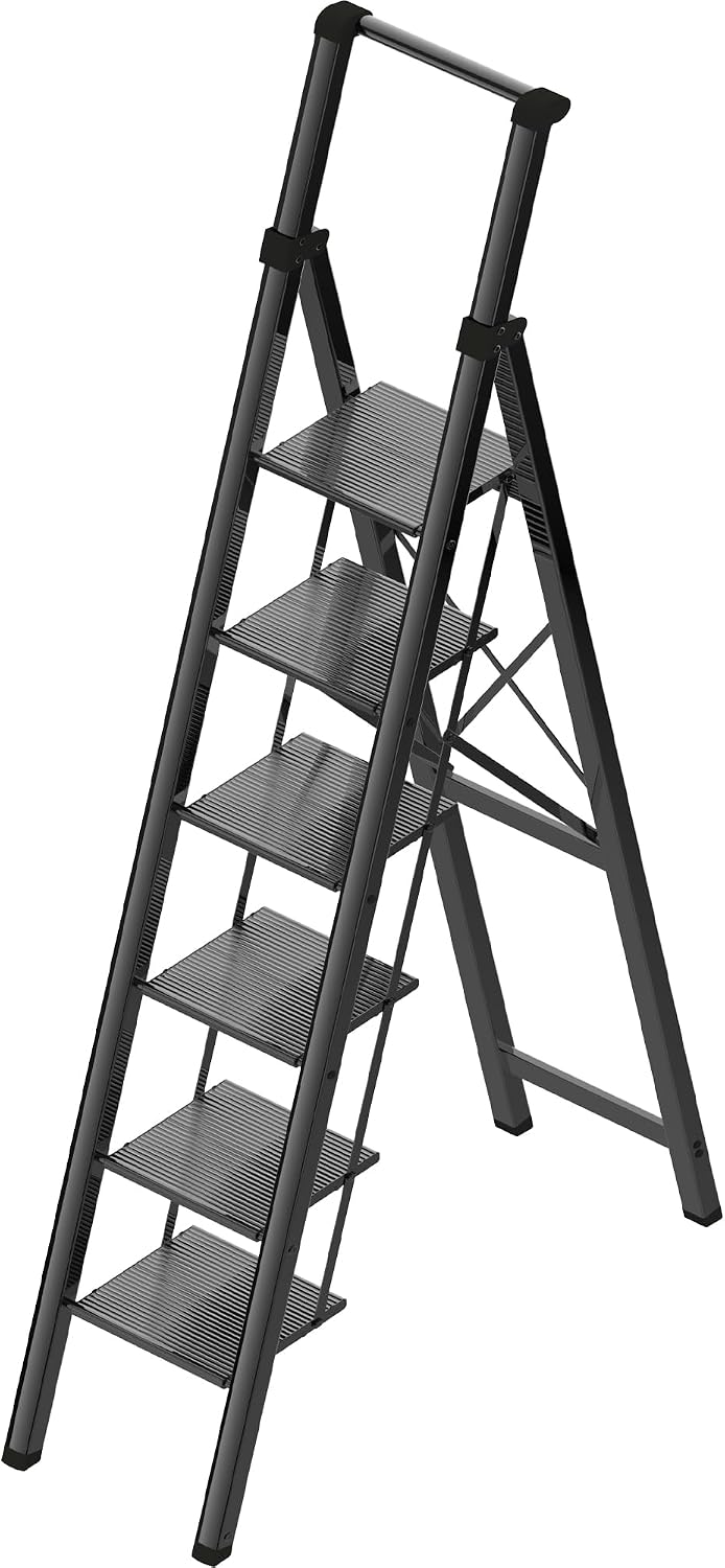Escalera aluminio 6 escalones plegable negro 330lb