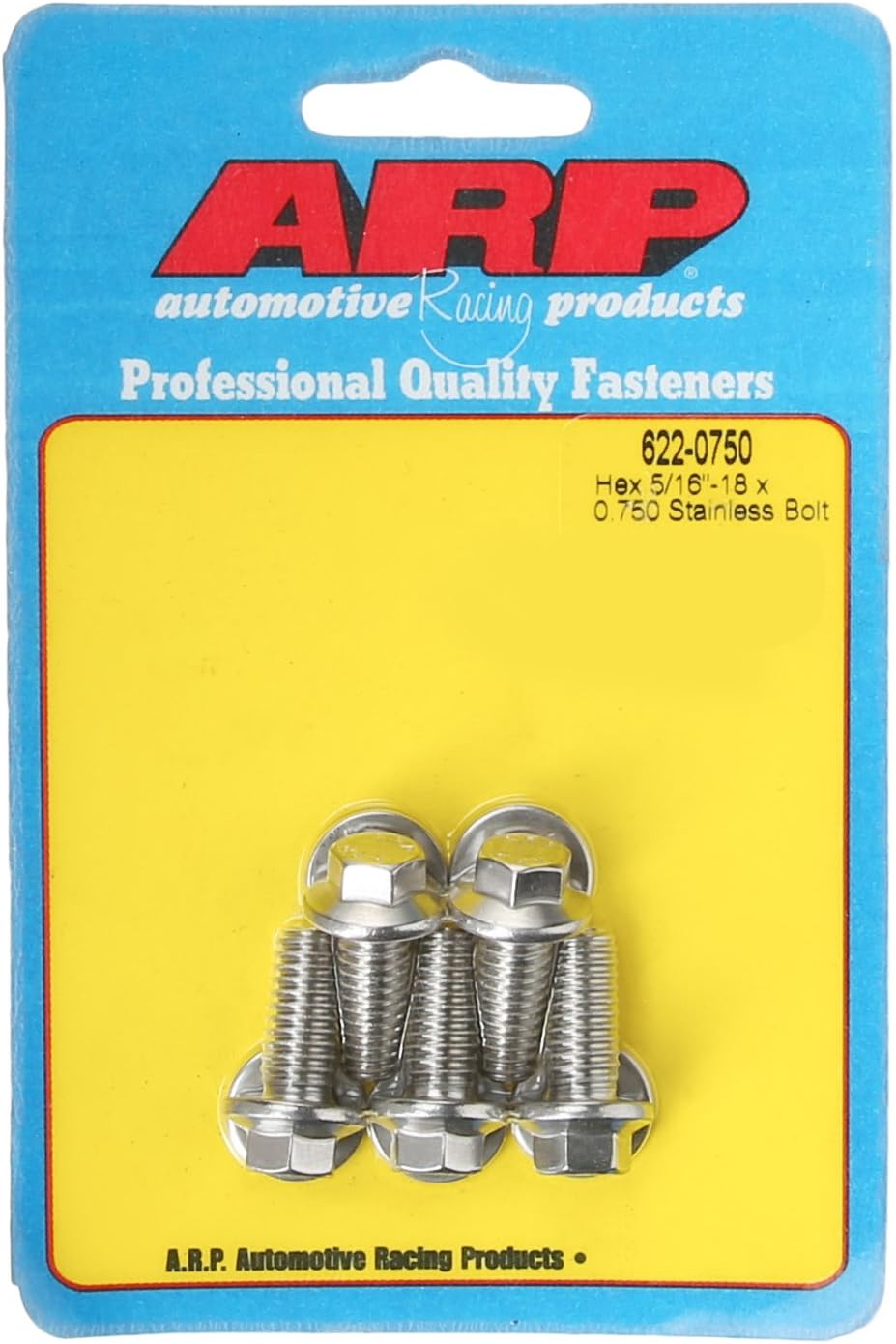 5 Pzas Pernos Hex Acero Inox 5/16-18 0.750