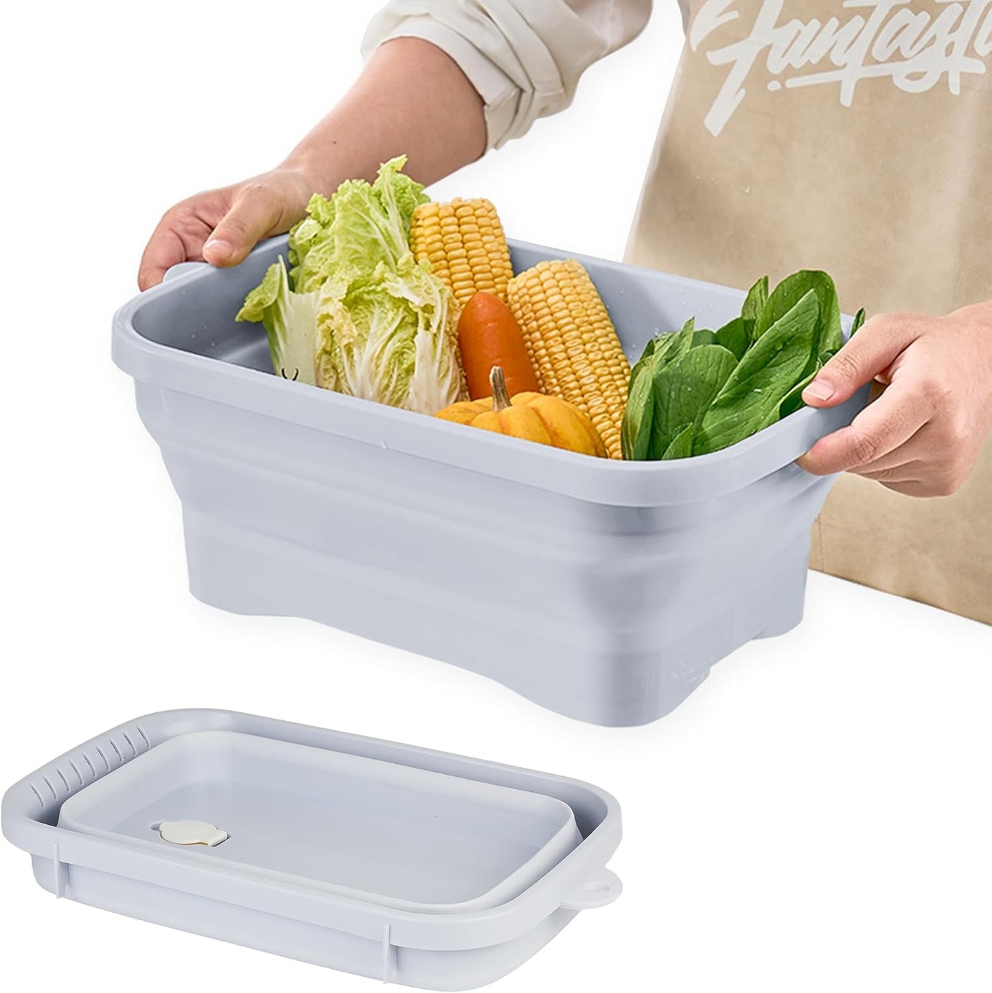 Sartenes plegables 7.5L bandeja plástico drenaje azul